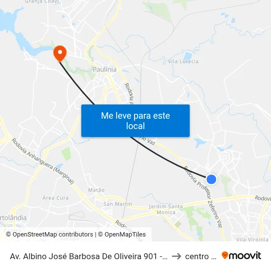 Av. Albino José Barbosa De Oliveira 901 - Jardim Afife Campinas - SP 13084-551 Brasil to centro de paulinia map