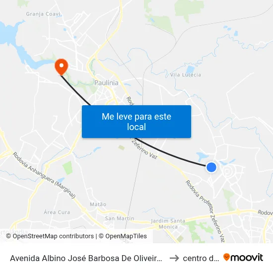 Avenida Albino José Barbosa De Oliveira Campinas - São Paulo 13084 Brasil to centro de paulinia map