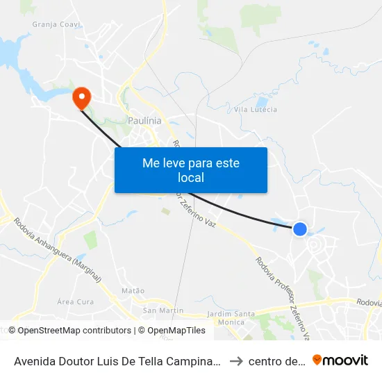 Avenida Doutor Luis De Tella Campinas - São Paulo 13083 Brasil to centro de paulinia map