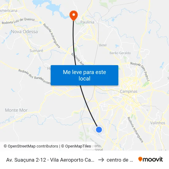Av. Suaçuna 2-12 - Vila Aeroporto Campinas - SP Brasil to centro de paulinia map