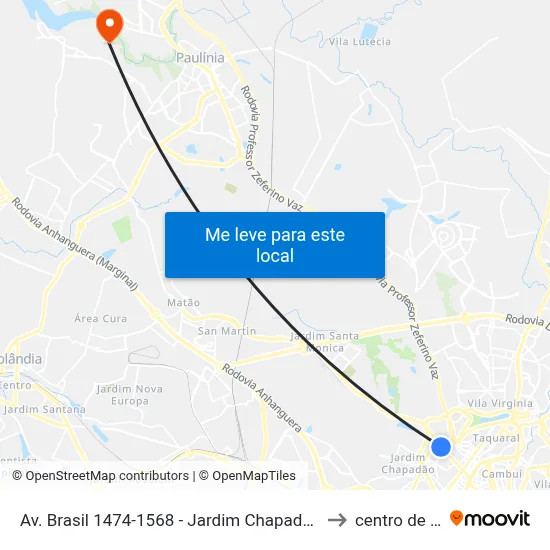 Av. Brasil 1474-1568 - Jardim Chapadao Campinas - SP Brasil to centro de paulinia map