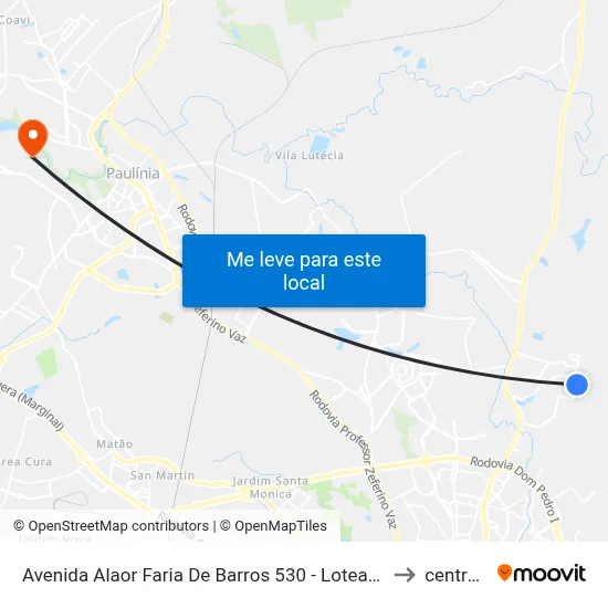 Avenida Alaor Faria De Barros 530 - Loteamento Alphaville Campinas Campinas - SP 13098-393 Brasil to centro de paulinia map