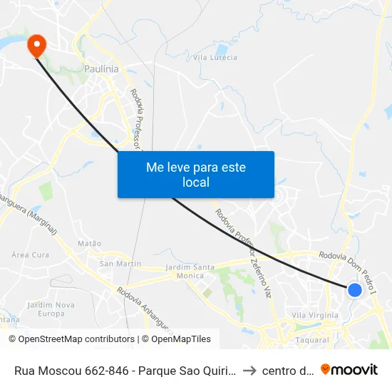 Rua Moscou 662-846 - Parque Sao Quirino Campinas - SP 13088-117 Brasil to centro de paulinia map