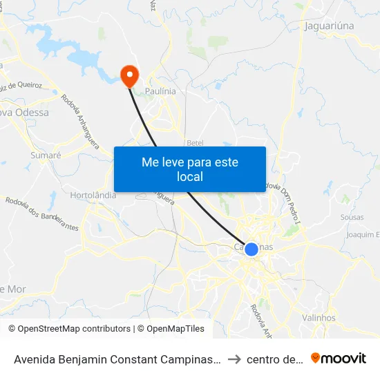 Avenida Benjamin Constant Campinas - São Paulo 13010 Brasil to centro de paulinia map