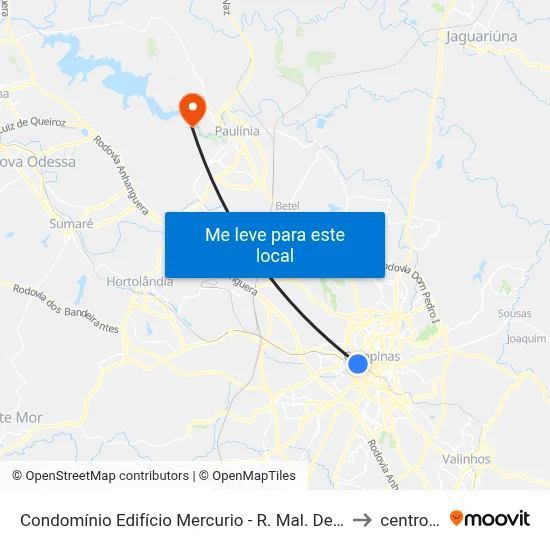 Condomínio Edifício Mercurio - R. Mal. Deodoro 1187 - Centro Campinas - SP 13020-001 Brasil to centro de paulinia map