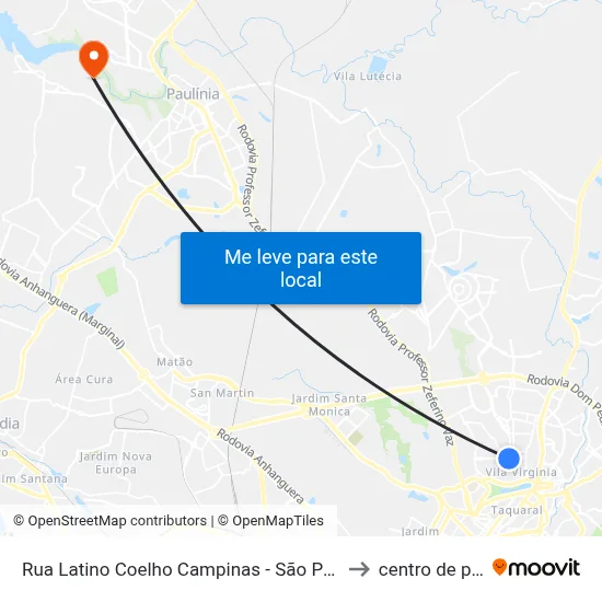 Rua Latino Coelho Campinas - São Paulo 13087 Brasil to centro de paulinia map
