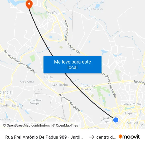 Rua Frei Antônio De Pádua 989 - Jardim Guanabara Campinas - SP Brasil to centro de paulinia map