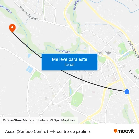 Assaí (Sentido Centro) to centro de paulinia map