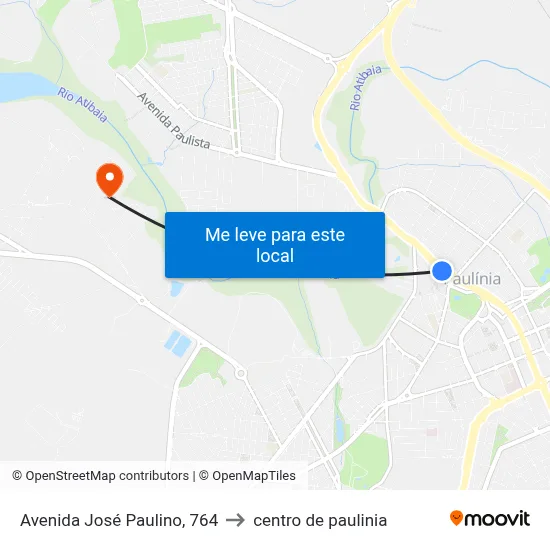 Avenida José Paulino, 764 to centro de paulinia map