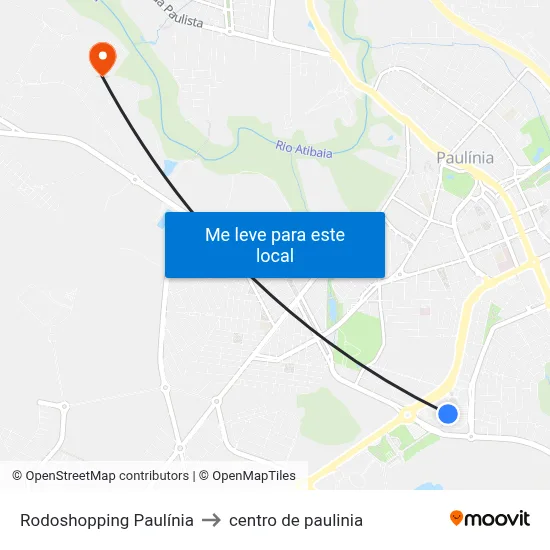 Rodoshopping Paulínia to centro de paulinia map