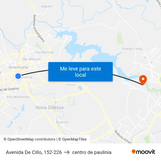 Avenida De Cillo, 152-226 to centro de paulinia map
