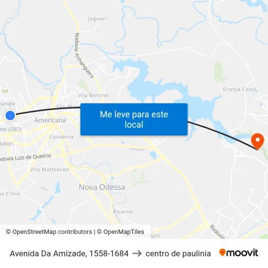 Avenida Da Amizade, 1558-1684 to centro de paulinia map
