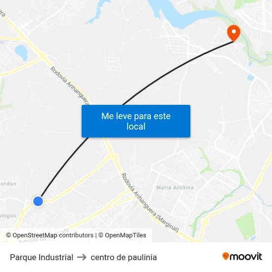Parque Industrial to centro de paulinia map