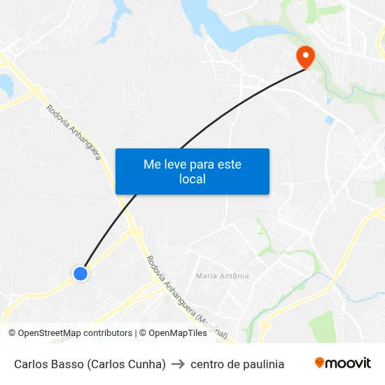 Carlos Basso (Carlos Cunha) to centro de paulinia map