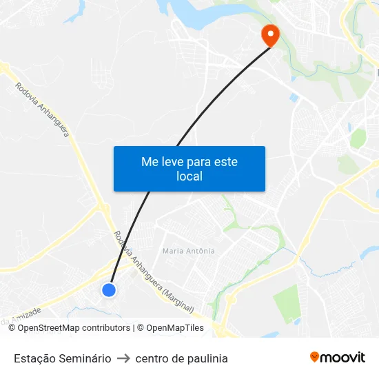 Estação Seminário to centro de paulinia map