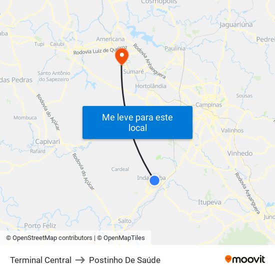 Terminal Central to Postinho De Saúde map