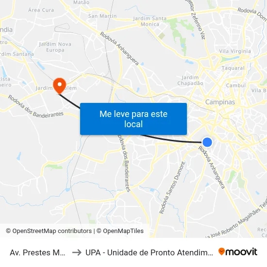 Av. Prestes Maia, 179 to UPA - Unidade de Pronto Atendimento Rosolem map