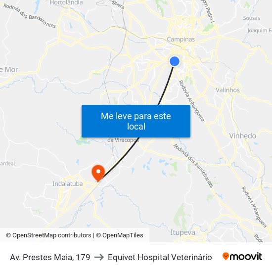 Av. Prestes Maia, 179 to Equivet Hospital Veterinário map