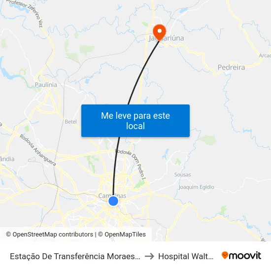 Estação De Transferência Moraes Sales - Ponto 2 to Hospital Walter Ferrari map