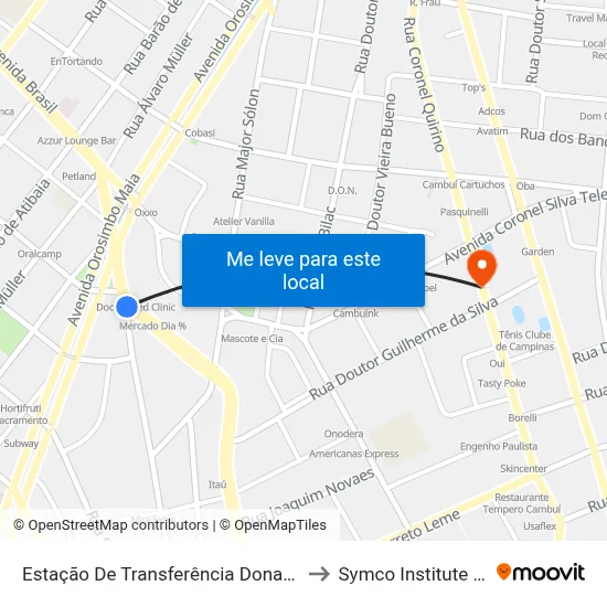 Estação De Transferência Dona Libânia - Pista Interna to Symco Institute Day Hospital map