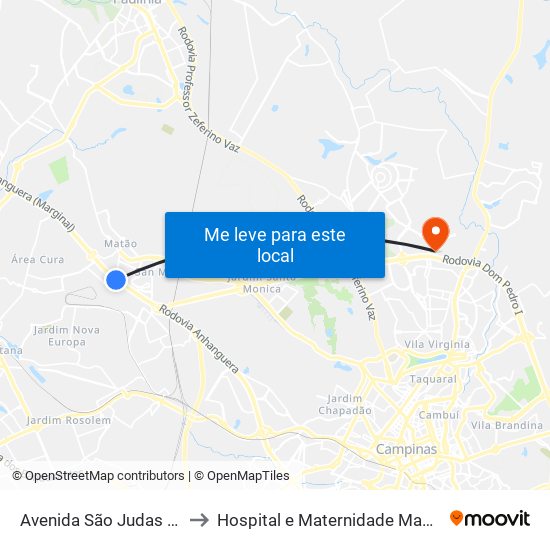 Avenida São Judas Tadeu, 52 to Hospital e Maternidade Madre Theodora map