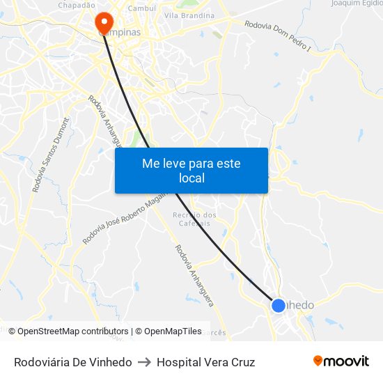 Rodoviária De Vinhedo to Hospital Vera Cruz map