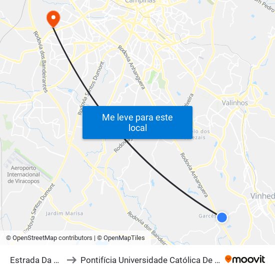 Estrada Da Capela, 554-646 to Pontifícia Universidade Católica De Campinas - Puc-Campinas (Campus II) map