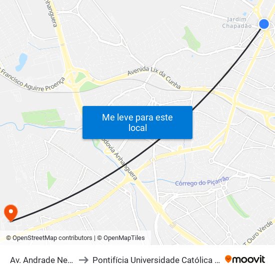 Av. Andrade Neves - Balão Do Castelo to Pontifícia Universidade Católica De Campinas - Puc-Campinas (Campus II) map