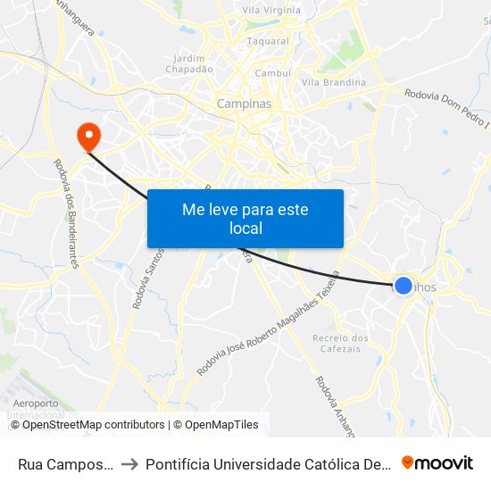 Rua Campos Salles, 148-240 to Pontifícia Universidade Católica De Campinas - Puc-Campinas (Campus II) map