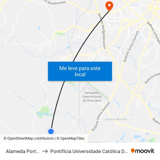 Alameda Porteira De Ferro, 1683 to Pontifícia Universidade Católica De Campinas - Puc-Campinas (Campus II) map