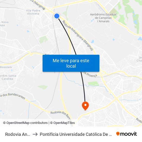 Rodovia Anhanguera, 440 to Pontifícia Universidade Católica De Campinas - Puc-Campinas (Campus II) map