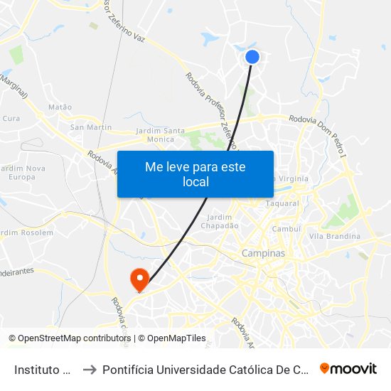 Instituto De Economia to Pontifícia Universidade Católica De Campinas - Puc-Campinas (Campus II) map