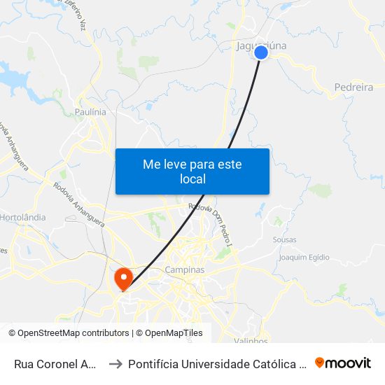 Rua Coronel Amâncio Bueno, 99-189 to Pontifícia Universidade Católica De Campinas - Puc-Campinas (Campus II) map