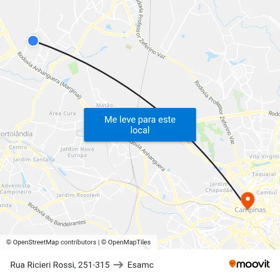 Rua Ricieri Rossi, 251-315 to Esamc map