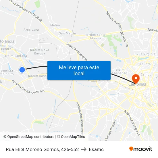 Rua Eliel Moreno Gomes, 426-552 to Esamc map