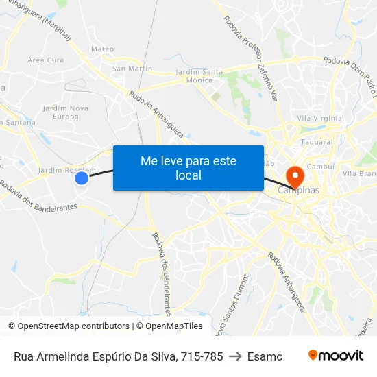 Rua Armelinda Espúrio Da Silva, 715-785 to Esamc map