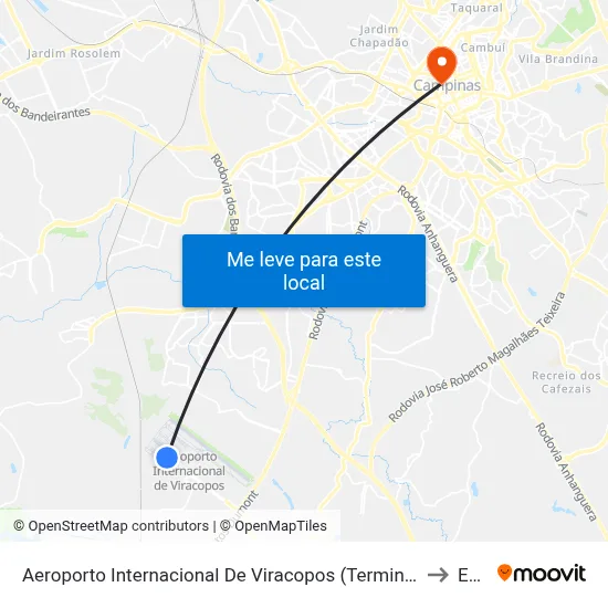 Aeroporto Internacional De Viracopos (Terminal 0 - Plataformas De Ônibus Rodoviários) to Esamc map