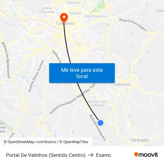 Portal De Valinhos (Sentido Centro) to Esamc map