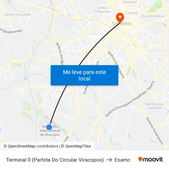 Terminal 0 (Partida Do Circular Viracopos) to Esamc map