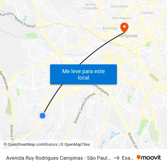 Avenida Ruy Rodrigues Campinas - São Paulo 13060 Brasil to Esamc map