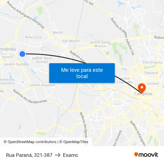 Rua Paraná, 321-387 to Esamc map