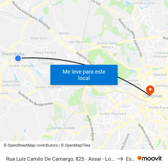 Rua Luís Camilo De Camargo, 825 - Assaí - Lot. Remanso Campineiro, Hortolândia to Esamc map