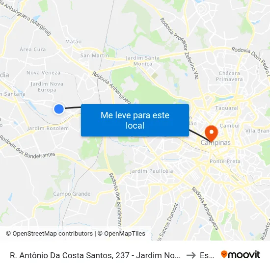 R. Antônio Da Costa Santos, 237 - Jardim Nova América, Hortolândia to Esamc map