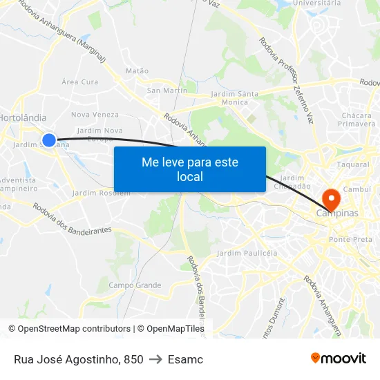Rua José Agostinho, 850 to Esamc map
