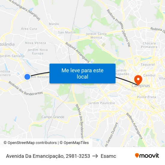 Avenida Da Emancipação, 2981-3253 to Esamc map