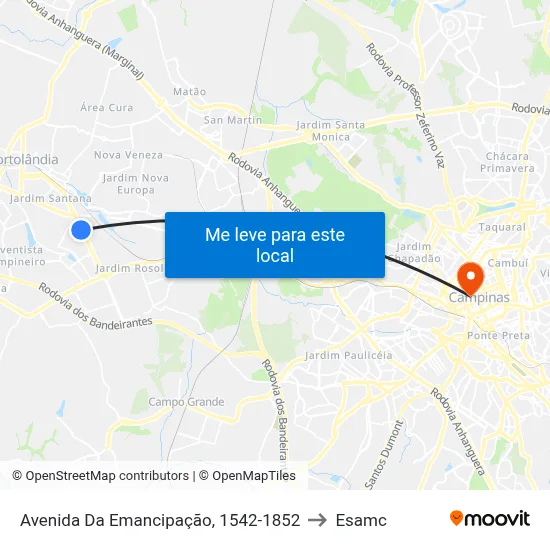 Avenida Da Emancipação, 1542-1852 to Esamc map