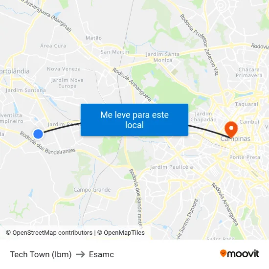 Tech Town (Ibm) to Esamc map