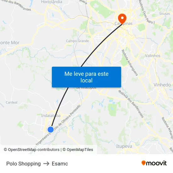 Polo Shopping to Esamc map