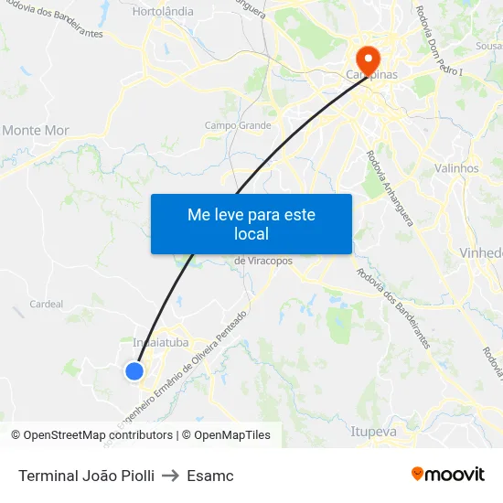 Terminal João Piolli to Esamc map
