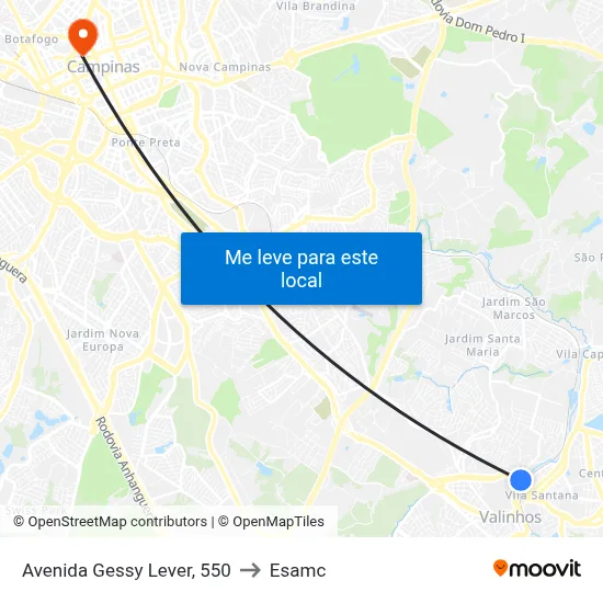 Avenida Gessy Lever, 550 to Esamc map